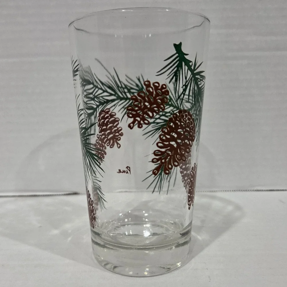 Vintage Boscul Peanut Butter Glass Pine Cone Pattern Tumbler 5 Inch Tall